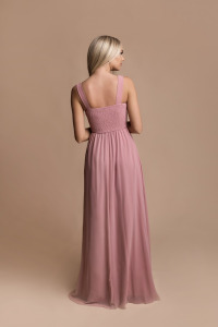  - Długa sukienka z rozcięciem na nodze różowa - KIMBERLY