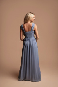 Sukienkowo - Długa rozkloszowana sukienka na ramiączkach niebieska EMMA