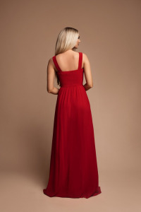  - Długa sukienka z rozcięciem na nodze czerwona - KIMBERLY