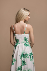 - Sukienka długa w kwiaty z dekoltem V zielone kwiaty - CHARLOTTE