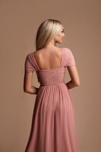  - Długa rozkloszowana sukienka na ramiączkach różowa EMMA