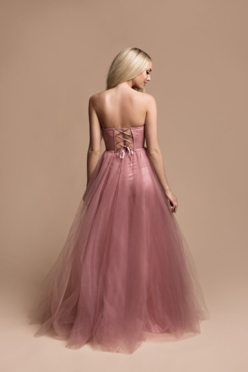 Długa tiulowa gorsetowa sukienka różowa CATIA zdjęcie drugie