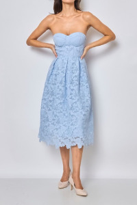 Sukienkowo - Sukienka midi gorsetowa z gipiury z wiązaniem na plecach niebieska - TINA