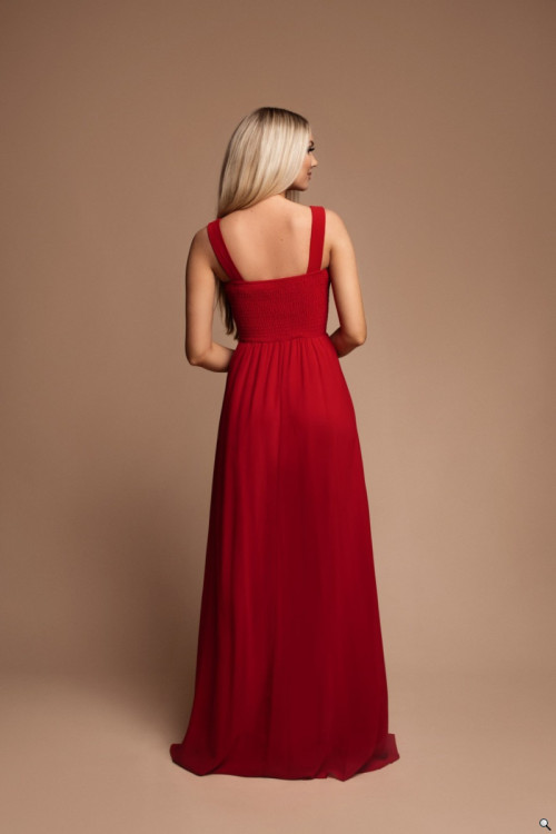 Długa sukienka z rozcięciem na nodze czerwona - KIMBERLY