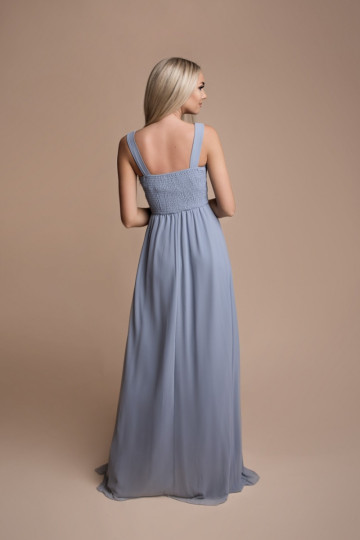 Długa sukienka z rozcięciem na nodze błękitna - KIMBERLY zdjęcie drugie
